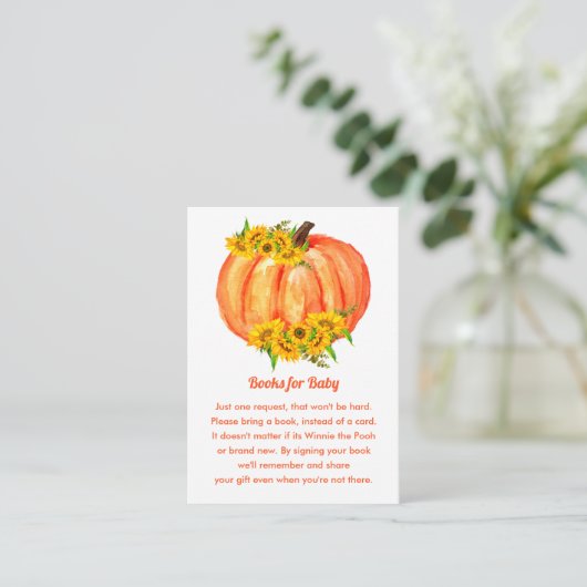 Verzoek om Baby shower van pompoenen Informatiekaartje (Staand voorkant)