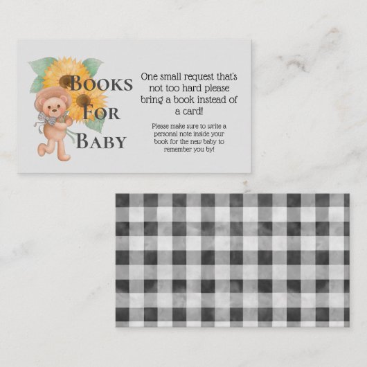Verzoek om Baby shower van Sunflower Teddy Bear Informatiekaartje (Voorkant / Achterkant)