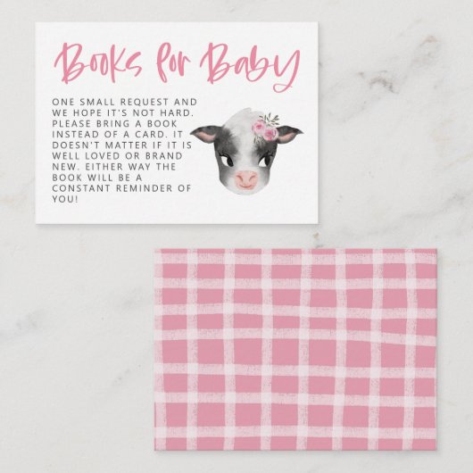 Verzoek om Baby shower van  van Girl Koe Informatiekaartje (Voorkant / Achterkant)