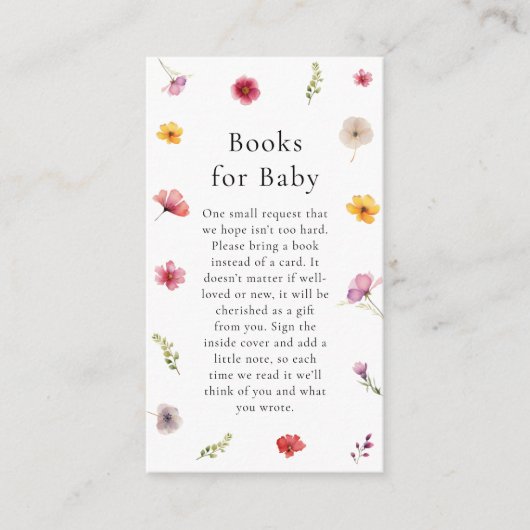 Verzoek om Baby shower van wilde bloemen Informatiekaartje (Voorkant)