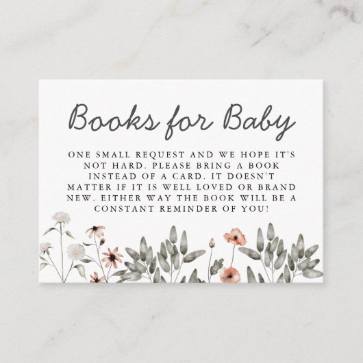 Verzoek om Baby shower van wilde bloemen Informatiekaartje (Voorkant)