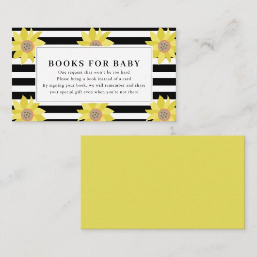 Verzoek om Baby shower van zonnebloem Black Stripe Informatiekaartje (Voorkant / Achterkant)