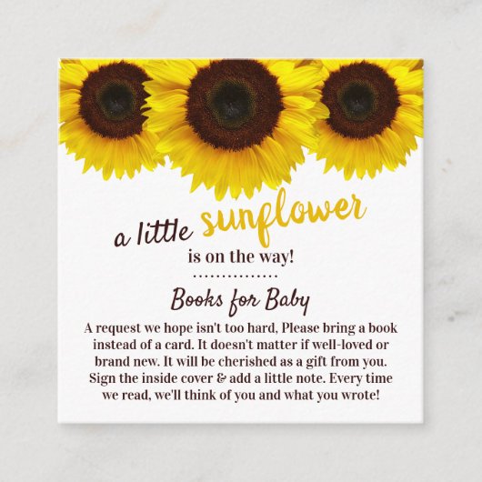 Verzoek om Baby shower van zonnebloempitten Informatiekaartje (Voorkant)