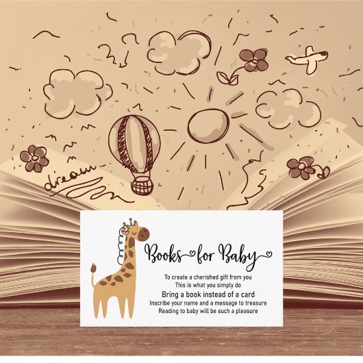 Verzoek om babyboek voor giraffesafari informatiekaartje