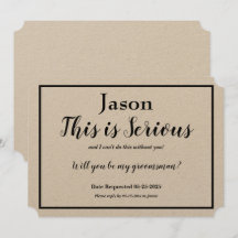 Verzoek om bruidsjonker Dit is een serieuze naamop