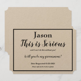 Verzoek om bruidsjonker Dit is een serieuze naamop Kaart