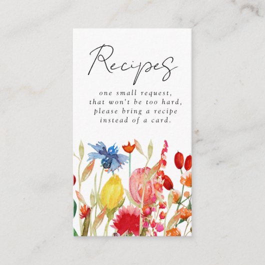 Verzoek om bruiloft recept voor bruidsuitnodiging informatiekaartje (Voorkant)