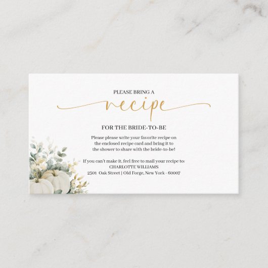 Verzoek om bruiloft-recept voor 'Fall In Love' bru Informatiekaartje (Voorkant)