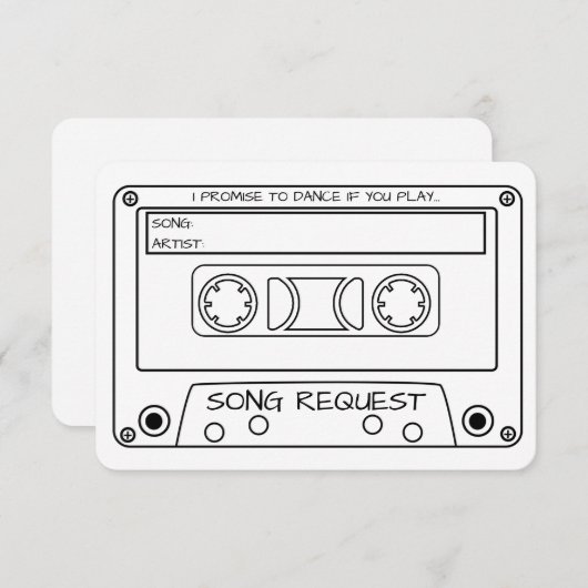 Verzoek om bruiloftslied op oude cassetteband informatiekaartje (Voorkant / Achterkant)
