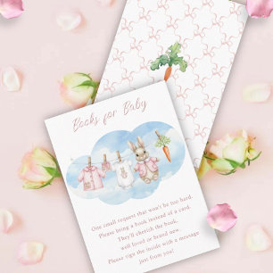 Verzoek om cadeauboek voor babybadpakje met konijn informatiekaartje
