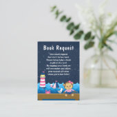 Verzoek om een boek over een aap-roze- en marineme informatiekaartje (Staand voorkant)