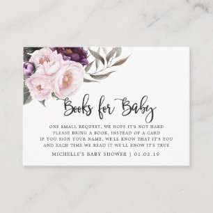 Verzoek om een Deep Velvet Floral Baby shower Book Informatiekaartje