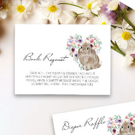 Verzoek om een klein Bunny-Baby shower Floral Book Informatiekaartje