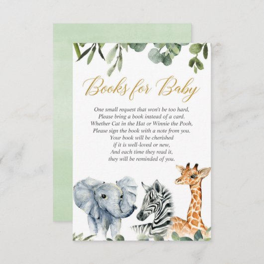 Verzoek om een Safari-boek, waterverf dierentuin o Informatiekaartje (Voorkant / Achterkant)