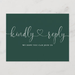 Verzoek om Emerald Green Heart Script Song te reag Uitnodiging Briefkaart
