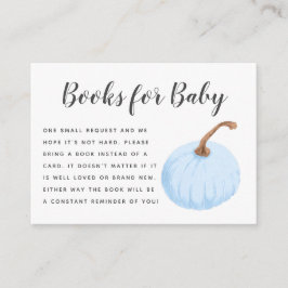 Verzoek om herfstblauwe pompoen babyshowerboek informatiekaartje