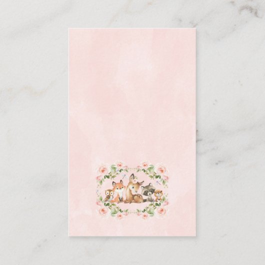 Verzoek om het Baby shower Boek Floral Lijst Woodl Visitekaartje (Achterkant)