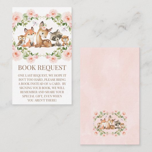 Verzoek om het Baby shower Boek Floral Lijst Woodl Visitekaartje (Voorkant / Achterkant)