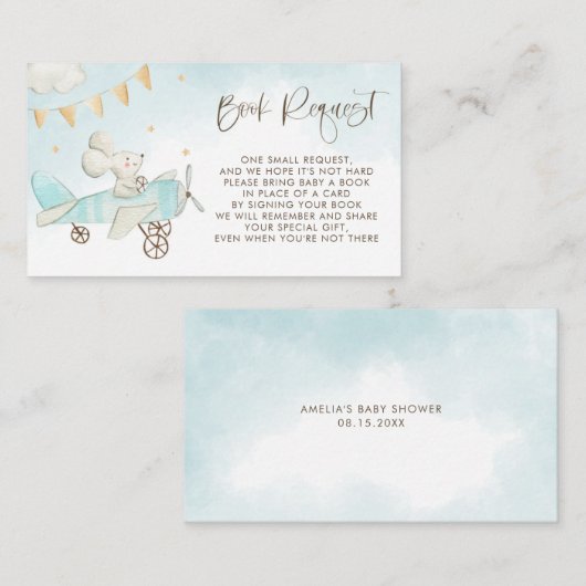 Verzoek om het Baby shower van een vlieghandboek m Informatiekaartje (Voorkant / Achterkant)