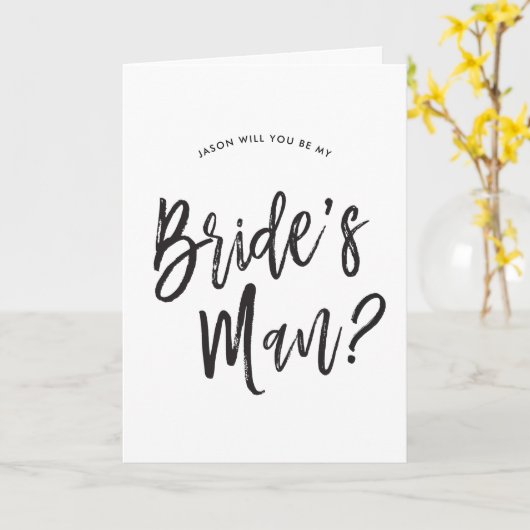 Verzoek om Man van Bride | Zwart script  Kaart (Gele Bloem)