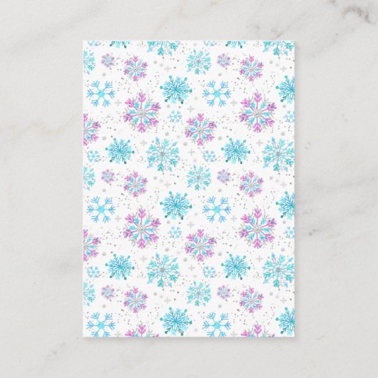 Verzoek om Paarse en blauwe sneeuwvlokken Informatiekaartje (Achterkant)