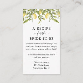 Verzoek om recept van Lemon en Greenery Informatiekaartje