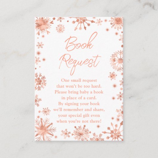 Verzoek om roos Gold Snowflakes Winter Book Informatiekaartje (Voorkant)