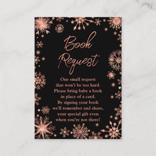 Verzoek om roos Gold Snowflakes Winter Book Informatiekaartje (Voorkant)