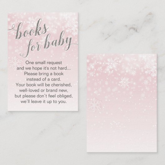 Verzoek om urnsnowflake roze Baby shower Informatiekaartje (Voorkant / Achterkant)