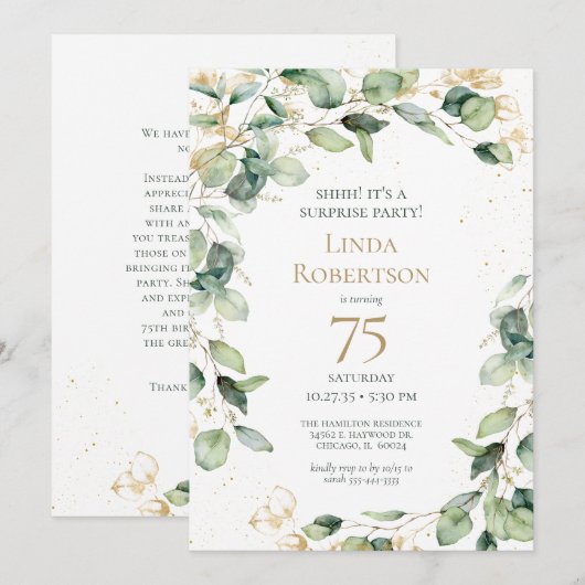 Verzoek om verjaardagskaart voor 75e verjaardag me kaart (Voorkant / Achterkant)