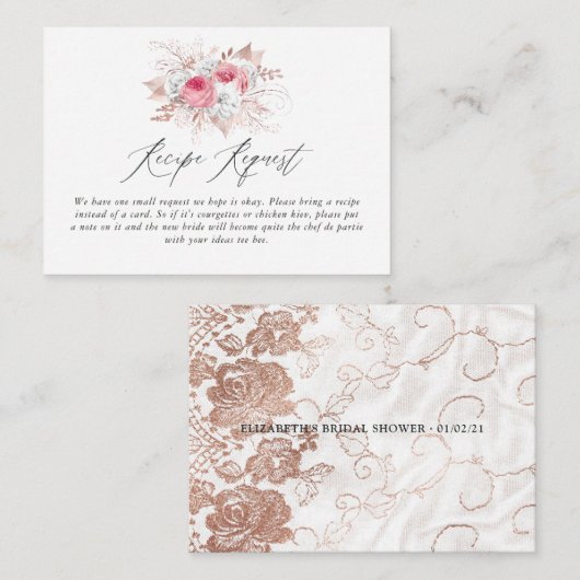 Verzoek om Vrijgezellenfeest van Floral en Lace Informatiekaartje (Voorkant / Achterkant)