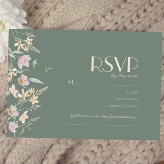 Verzoek om weddenschap met wilde bloemen RSVP kaartje