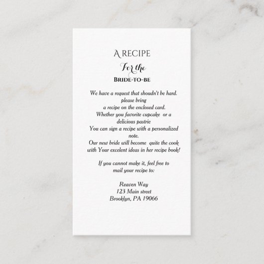 Verzoek om wildbloemrecept bruidsmeisjesfeest informatiekaartje (Voorkant)
