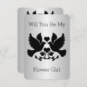 Verzoek van bloemenmeisje in het zwart en zilver v kaart (Voorkant / Achterkant)