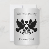 Verzoek van bloemenmeisje in het zwart en zilver v kaart (Voorkant)
