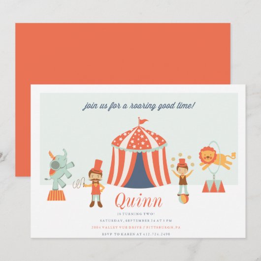 VERZOEK VAN CARNIVAL CIRCUS KIDS BIRTHDAY KAART (Voorkant / Achterkant)