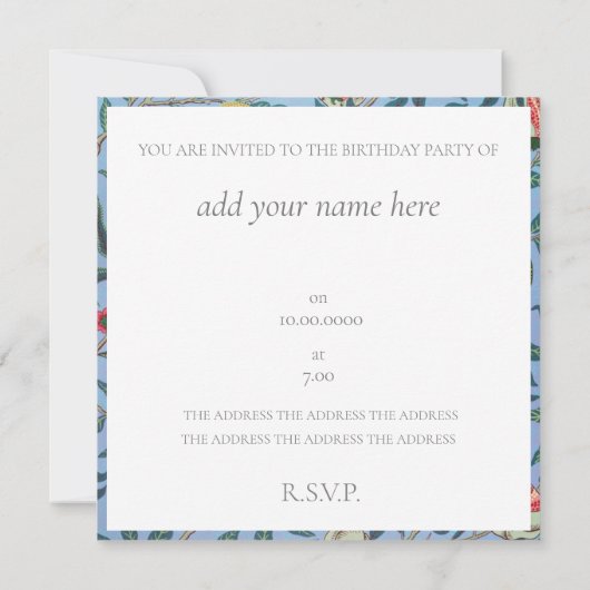 VERZOEK VAN DE TWEEDE PARTIJ : WILLIAM MORRIS KAART (Achterkant)