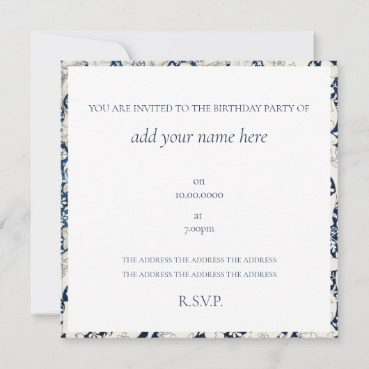 VERZOEK VAN DE TWEEDE PARTIJ : WILLIAM MORRIS KAART (Achterkant)