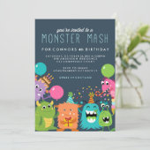 VERZOEK VAN MONSTER MASH KIDS BIRTHDAY PARTIJ KAART (Staand voorkant)