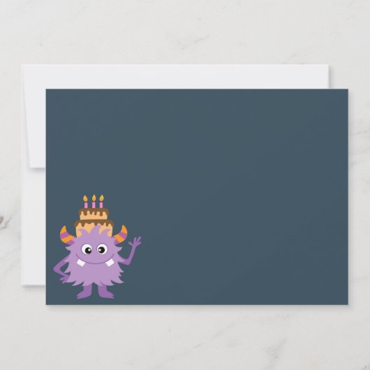 VERZOEK VAN MONSTER MASH KIDS BIRTHDAY PARTIJ KAART (Achterkant)
