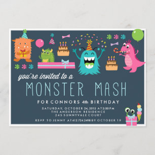 VERZOEK VAN MONSTER MASH KIDS BIRTHDAY PARTIJ KAART