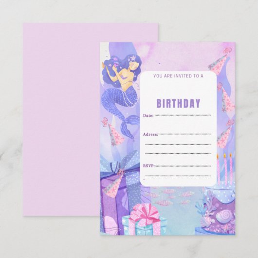 VERZOEK VAN SIRENA BIRTHDAY-PARTIJ KAART (Voorkant / Achterkant)