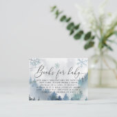 Verzoek voor winterbergen Blue Snowflakes Book Informatiekaartje (Staand voorkant)