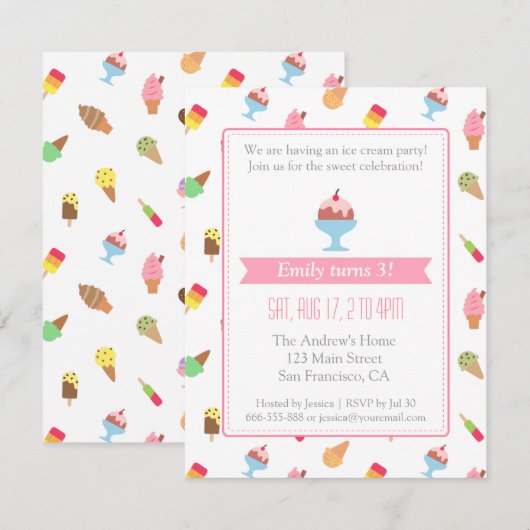 Verzoeken in verband met kleurrijke Ice crème Kaart (Voorkant / Achterkant)