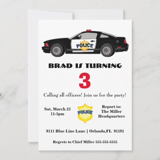 Verzoeken om opsluiting van de politieauto kaart (Voorkant)