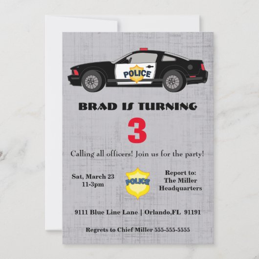 Verzoeken om opsluiting van de politieauto kaart (Voorkant)