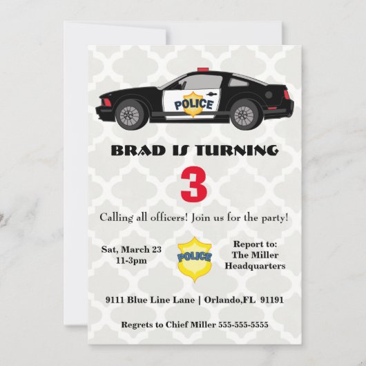 Verzoeken om opsluiting van de politieauto kaart (Voorkant)