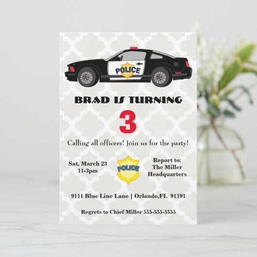 Verzoeken om opsluiting van de politieauto kaart (Staand voorkant)