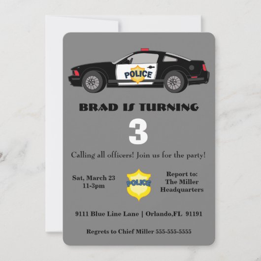 Verzoeken om opsluiting van de politieauto kaart (Voorkant)