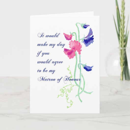 Verzoekkaart van de Matrone van Eer Sweet Pea (Voorkant)